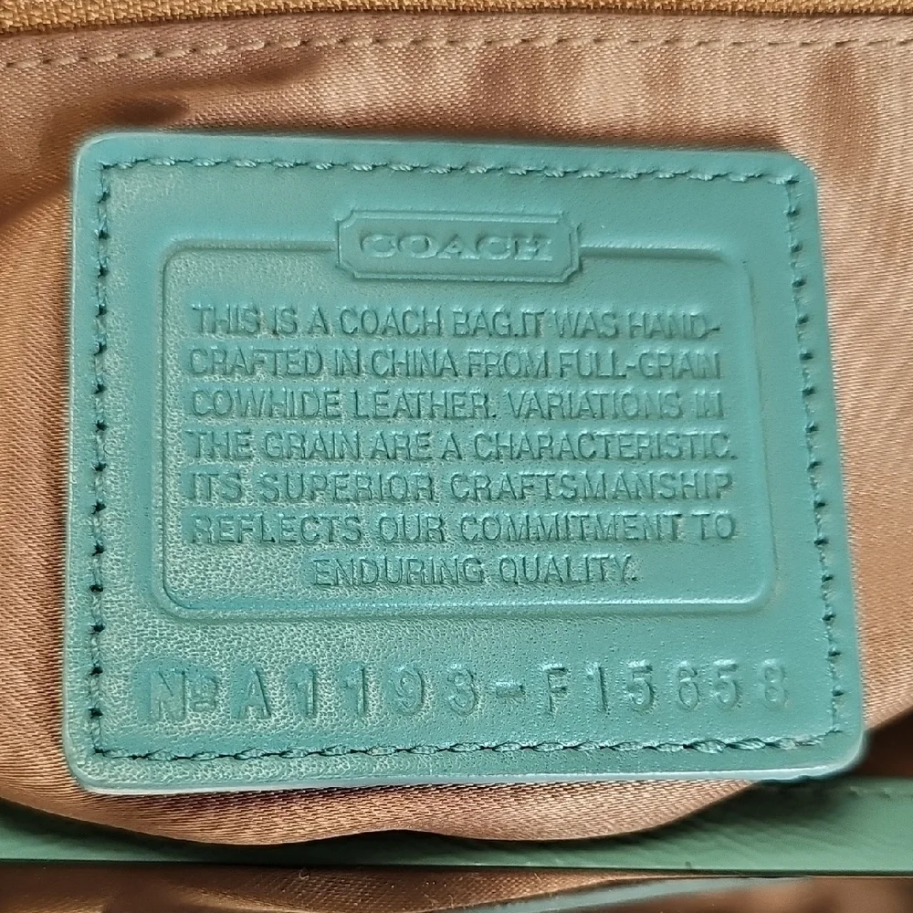 Coach 2011 F15658 Signature Stitched Patent Leather Framed Carryall Mint Green